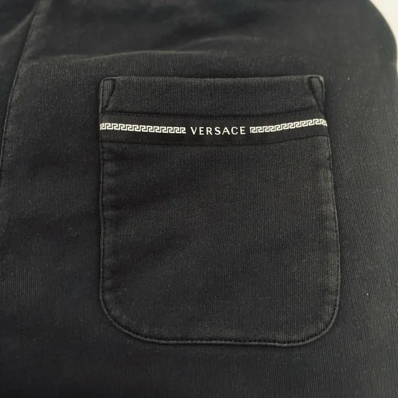 Fair Men Size Medium (31” X 29”) Versace Drawstring Joggers In Black 100% Cotton